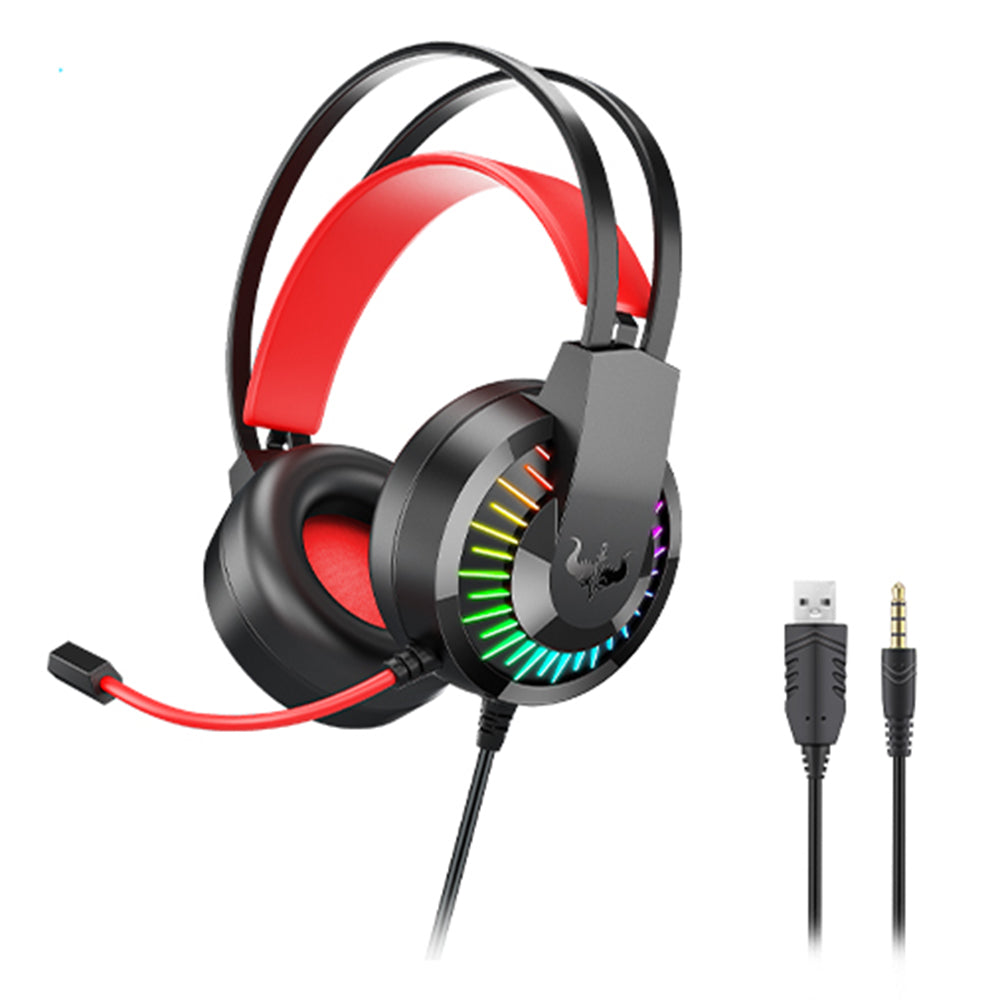 OVLENG GT68 RGB Wired Gaming Headset Over-Ear E-sports Headphone USB+3.5mm Adjustable Headset with Mic OVLENG GT68 RGB Wired Gaming Headset Over-Ear E-sports Headphone USB+3.5mm Adjustable Headset with Mic